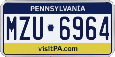 PA license plate MZU6964