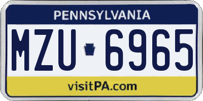 PA license plate MZU6965