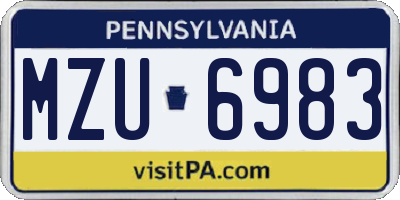 PA license plate MZU6983