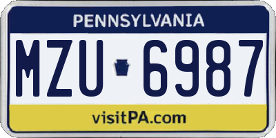 PA license plate MZU6987