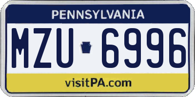 PA license plate MZU6996
