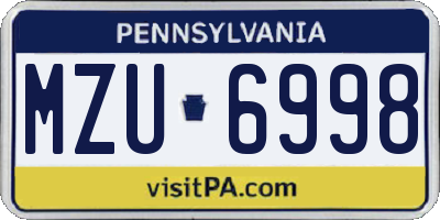 PA license plate MZU6998