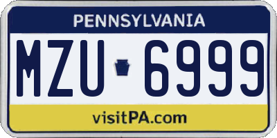 PA license plate MZU6999