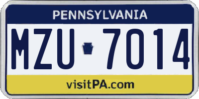 PA license plate MZU7014