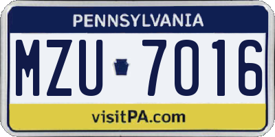 PA license plate MZU7016