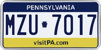 PA license plate MZU7017
