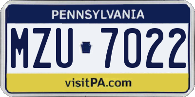 PA license plate MZU7022