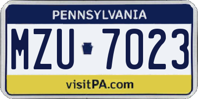 PA license plate MZU7023