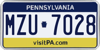 PA license plate MZU7028