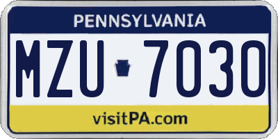 PA license plate MZU7030