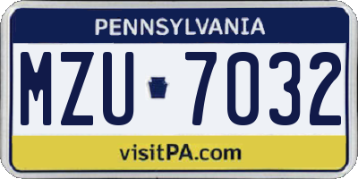PA license plate MZU7032