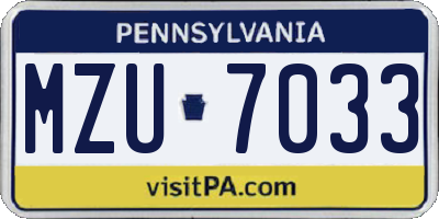 PA license plate MZU7033