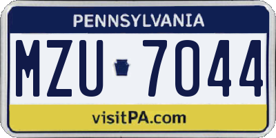 PA license plate MZU7044