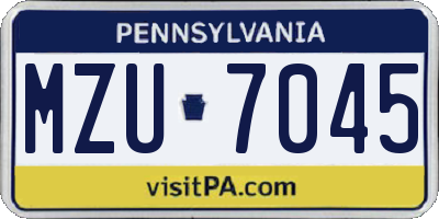 PA license plate MZU7045