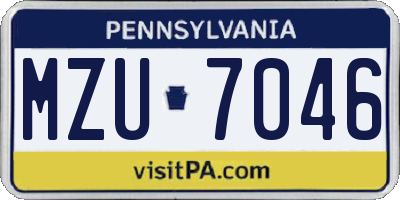 PA license plate MZU7046
