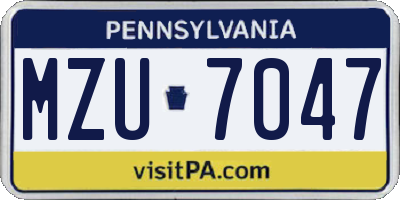 PA license plate MZU7047