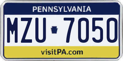 PA license plate MZU7050