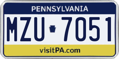 PA license plate MZU7051