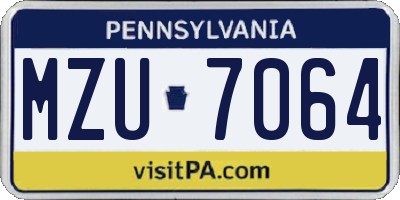 PA license plate MZU7064