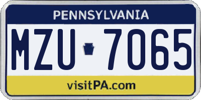 PA license plate MZU7065