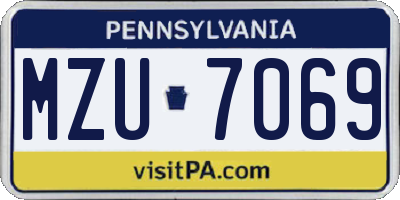 PA license plate MZU7069