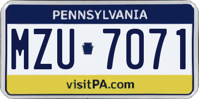 PA license plate MZU7071