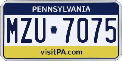 PA license plate MZU7075