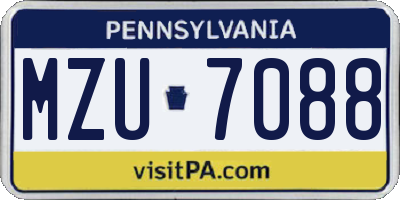 PA license plate MZU7088