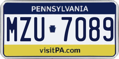 PA license plate MZU7089