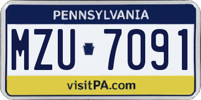 PA license plate MZU7091