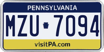 PA license plate MZU7094