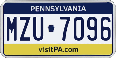 PA license plate MZU7096