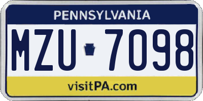 PA license plate MZU7098