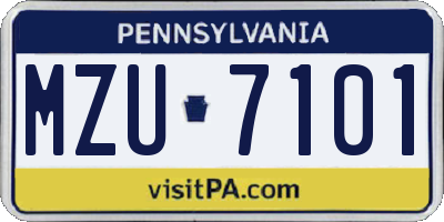 PA license plate MZU7101