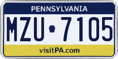 PA license plate MZU7105