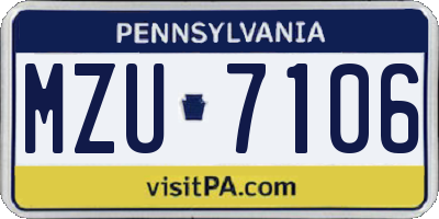 PA license plate MZU7106