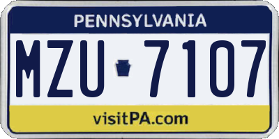 PA license plate MZU7107