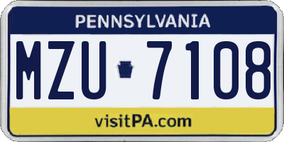 PA license plate MZU7108