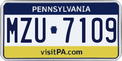 PA license plate MZU7109
