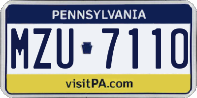 PA license plate MZU7110