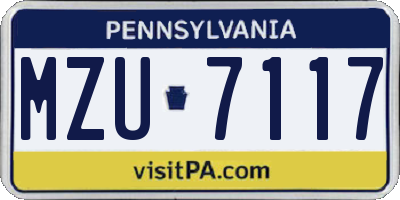 PA license plate MZU7117
