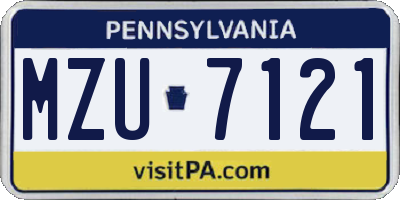 PA license plate MZU7121
