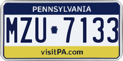 PA license plate MZU7133