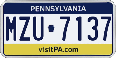 PA license plate MZU7137