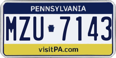 PA license plate MZU7143