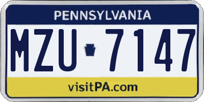 PA license plate MZU7147