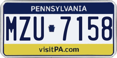 PA license plate MZU7158