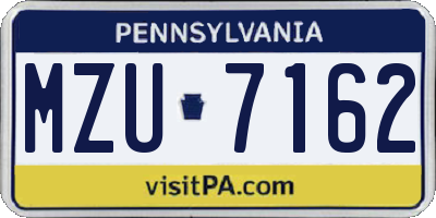 PA license plate MZU7162