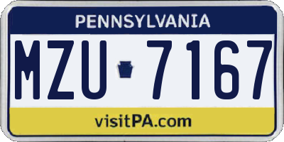 PA license plate MZU7167