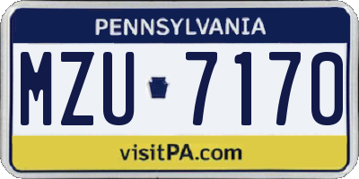 PA license plate MZU7170